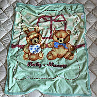 Плед велюровий дитячий Ведмедик 110х140 см Зелений (Д-post-kid-pled-002-02)