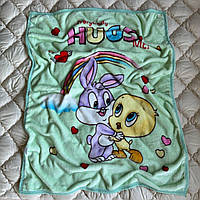 Плед велюровий дитячий Зайчик 110х140 см Зелений (Д-post-kid-pled-002-04)