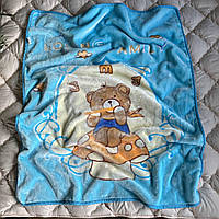 Плед велюровий дитячий Ведмедик 110х140 см Блакитний (Д-post-kid-pled-002-012)