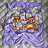 Плед велюровий дитячий Ведмедик 110х140 см Фіолетовий (Д-post-kid-pled-002-06)