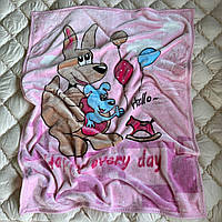 Плед велюровий дитячий Кенгуру 110х140 см Рожевий (Д-post-kid-pled-002-03)