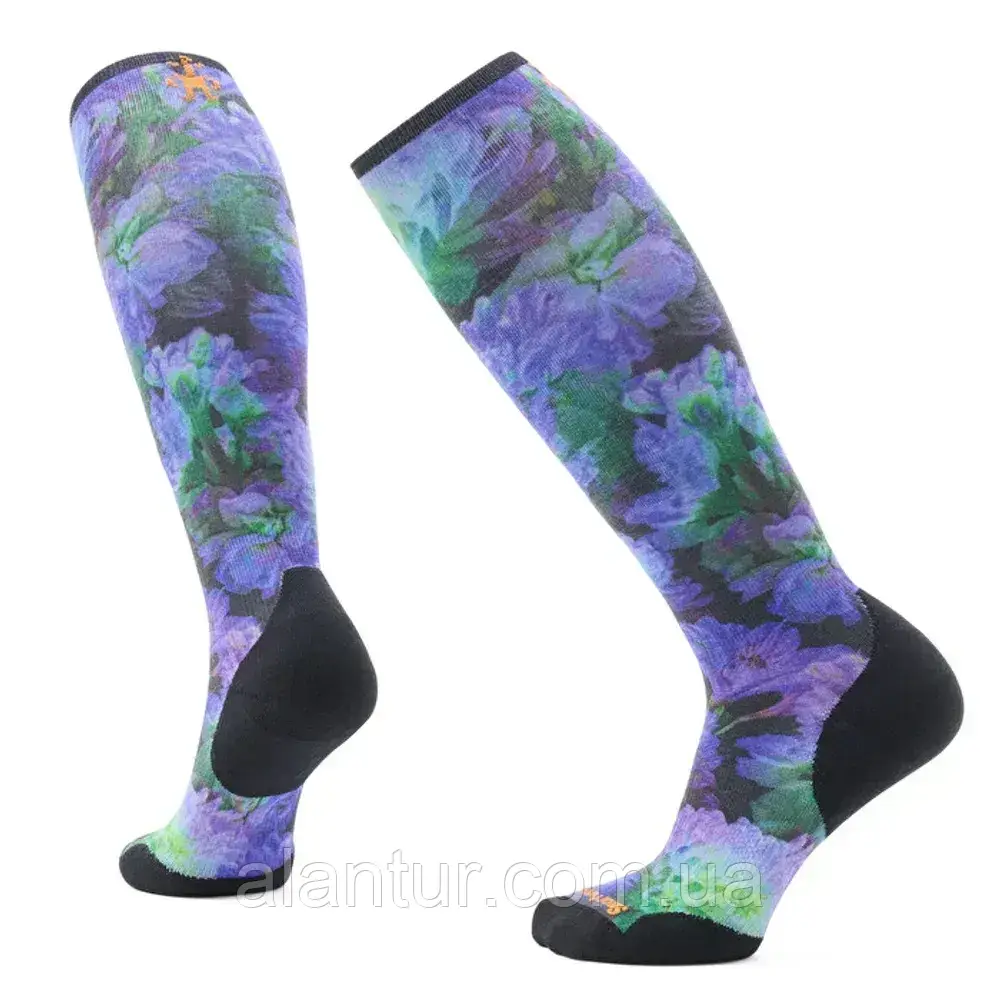 Women's Ski Targeted Cushion Electric Lotus Print OTC шкарпетки жіночі (Black, M), фото 1
