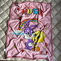 Плед велюровий дитячий Зайчик 110х140 см Рожевий (Д-post-kid-pled-002-05)