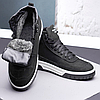 Зимові чоловічі шкіряні черевики, кросівки чорні утеплені з натурального нубука на хутрі на зиму для чоловіків, розмір 40-45, фото 6