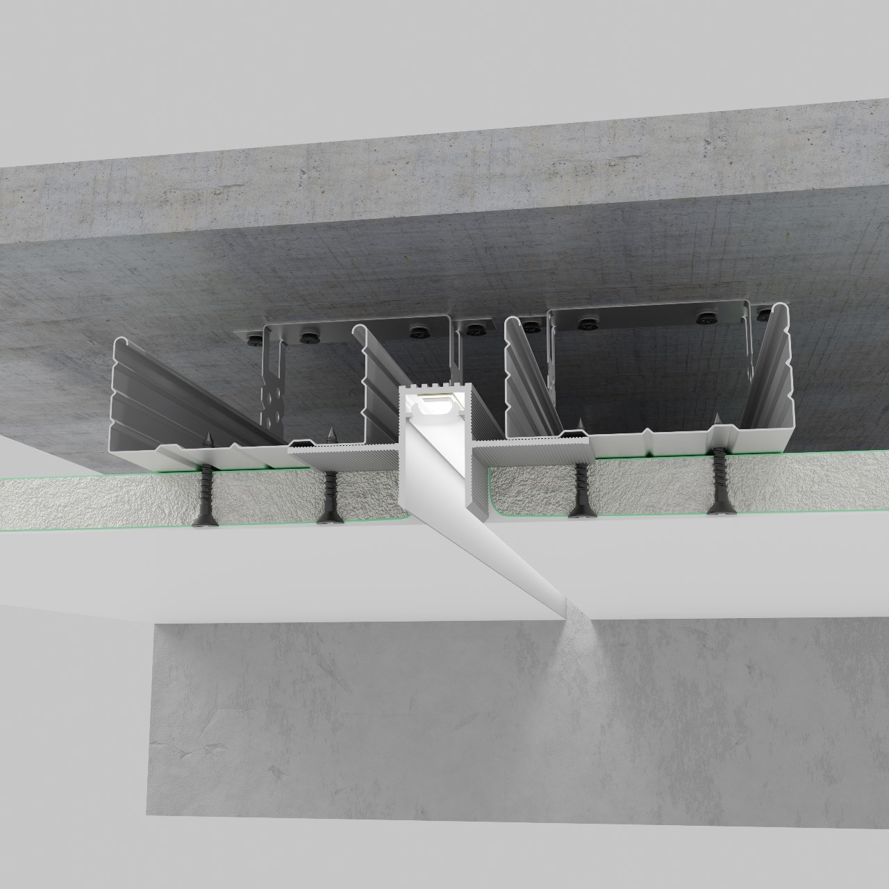 Профіль тіньового шва алюмінієвий роздільний з LED-підсвіткою  PCT-13/12 без покриття