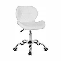 Стілець майстра Modern, шкірозамінник, хромована основа, білий