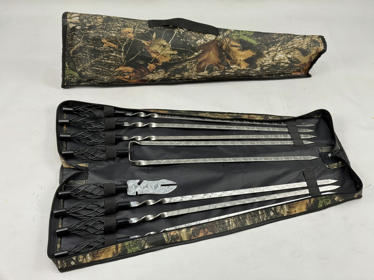 Набір шампурів в чохлі ексклюзив, (6 штук, подвійний шампур, вилка-ніж для зняття + чохол книжка), фото 1