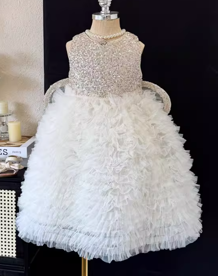 Святкова сукня “Ангел” зі знімними крильцями та перлинною сумочкою, біле з сріблом (RB08), фото 1