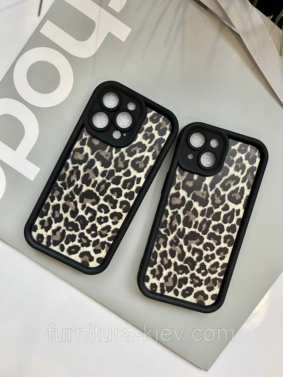 Протиударний леопардовий чорний чохол на 13 pro iPhone, фото 1