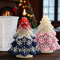 Молд «Ялинка зі сніжинками», для свічки, дуже м'який та еластичний силікон. Розмір М, прибл. 10,5 см. М. 1059