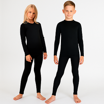 Комплект термобілизни дитячої BioActive, розмір 40, Чорний / Теплий термокомплект для дівчинки та хлопчика