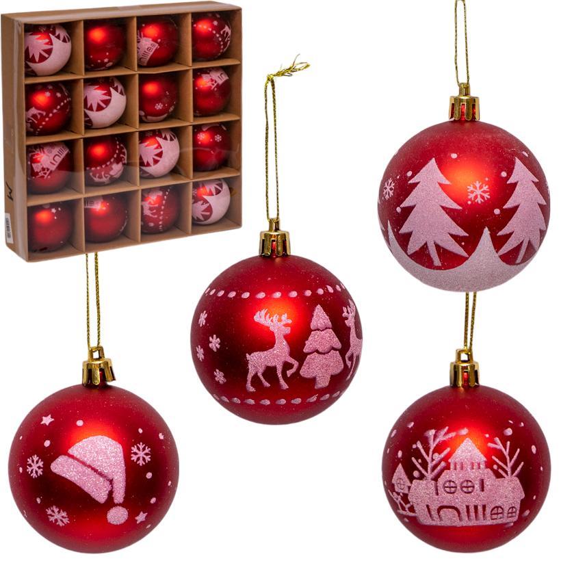 Набір куль новорічних 16 шт., D6 см, червоний (6279-11), фото 1