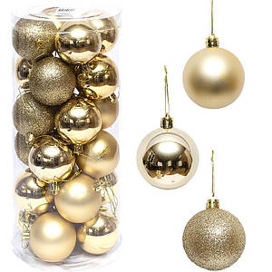 Набір куль новорічних 24 шт., D6 см, золотистий (ZWH6CM)