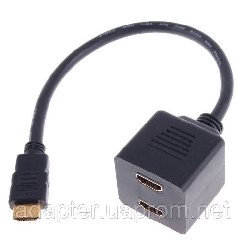 Переходник HDMI Splitter; 1* HDMI Male To 2*HDMI Female - фото 1 - id-p32639773