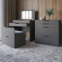 Комод-трюмо із дзеркалом, нішею під сидінням та шухлядою LION Азія Антрацит (LION-041662) ТОП