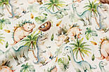 Сатин digital "Діно " в пальмах з гніздами, айворі тло No SKD-160-082, фото 6