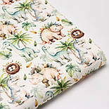 Сатин digital "Діно " в пальмах з гніздами, айворі тло No SKD-160-082, фото 8