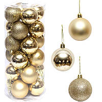 Набір куль новорічних 24 шт., D6 см, золотистий (ZWH6CM)