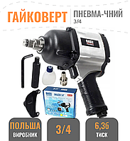 Гайковерт пневматичний професійний 3/4" Bass Polska, Ударний пневмогайковерт, Ключ з обертанням