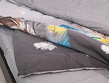 Євро максі набір постільної білизни сірого кольору з принтом пір'я 200*220 з Бязі Gold , №151610АВ Черешенька™, фото 5