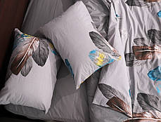 Євро максі набір постільної білизни сірого кольору з принтом пір'я 200*220 з Бязі Gold , №151610АВ Черешенька™, фото 2