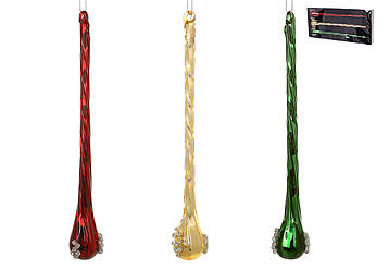 Набір (3 шт) ялинкових прикрас Бурулька 20см, колір: червоний, жовтий, зелений