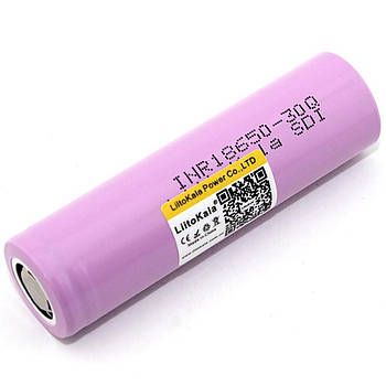 Акумулятор високострумовий 18650, 3000mah, LiitoKala 30Q, 1 шт / Батарейка акумуляторна плоский плюс
