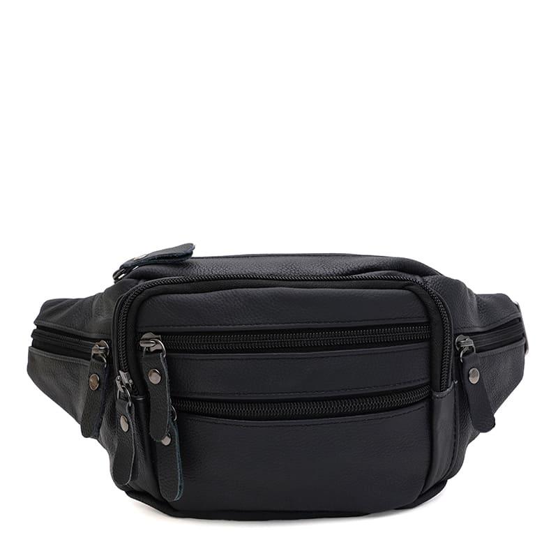 Чоловіча шкіряна сумка на пояс Borsa Leather K1429f-black, фото 1