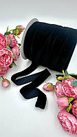 Стрічка велюр (бархатна) 2,5см чорний за 1м 12273