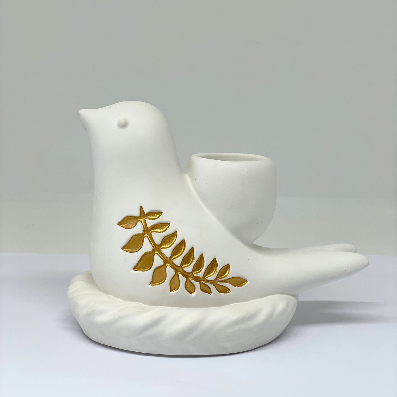 Підсвічник малий "Пташеня" із гіпсу ручної роботи 8 см, фото 1