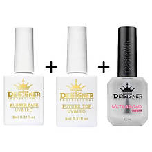 Набір база Classic base (9мл.) + топ Future top (9мл.) без липкого шару + ультрабонд (15мл.) Дизайнер