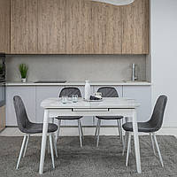 Стильний керамічний стіл 120х80 см обідній кухонний розкладний розсувний прямокутний на кухню TM-76 вайт клауд+білий