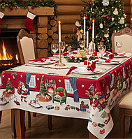 Скатертина Новорічна гобеленова 140 х 180 см. святкова скатертина HOGAR