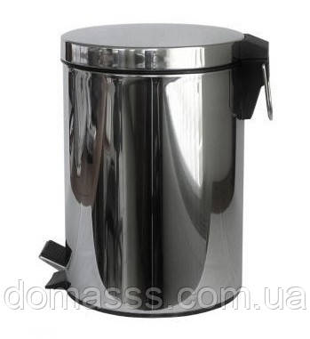 Відро для сміття Feniks 7L хромоване з педаллю і пластиковим відром всередині, фото 1