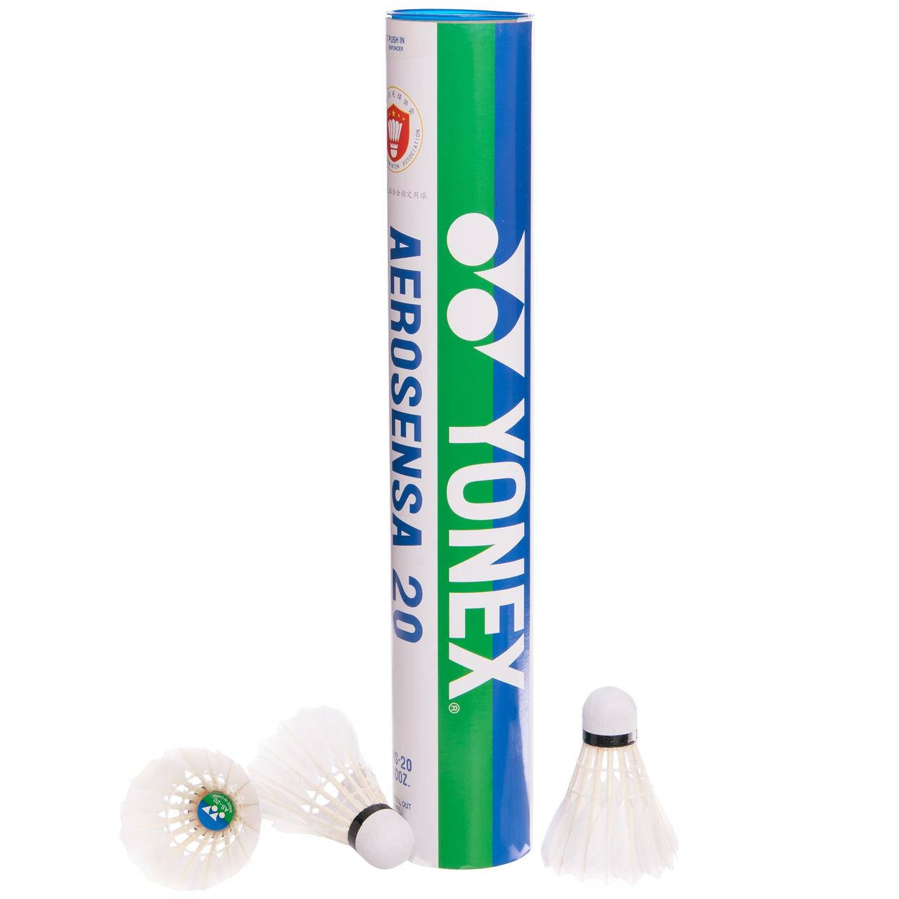 

Воланы для бадминтона YONEX (12 шт.) перьевые в тубе AS-30 белый