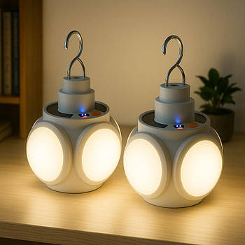 Комплект 2шт Лампа для кемпінгу на сонячній батареї BL 2029 / Розкладний переносний LED ліхтар з гачком