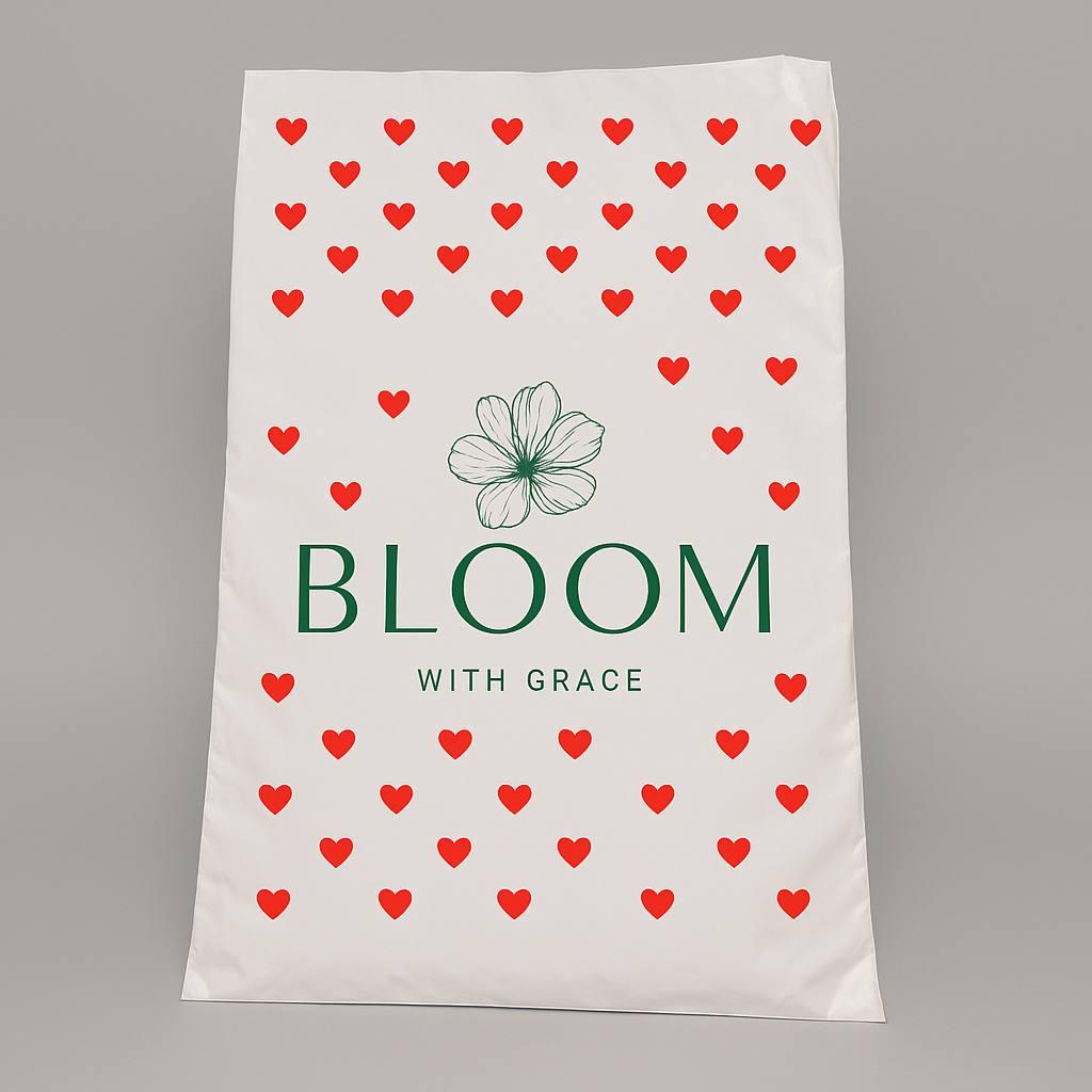 Фірмові білі пакети для фасування 25х40 см з логотипом оптом Поліпропіленові пакувальні пакети 100 шт, фото 1