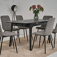 Обідній стіл з керамічною стільницею розкладний прямокутний у сучасному стилі для кухні вітальні TM-76 петра грей+чорний