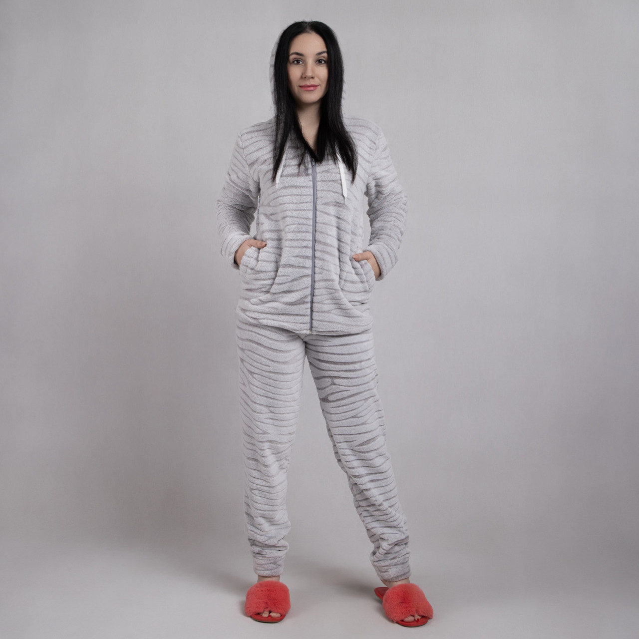 Теплий махровий домашній костюм "Шиншила" р. 44