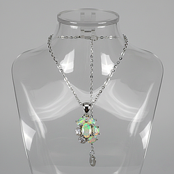 Опал райдужний срібне кольє, 0206ПО