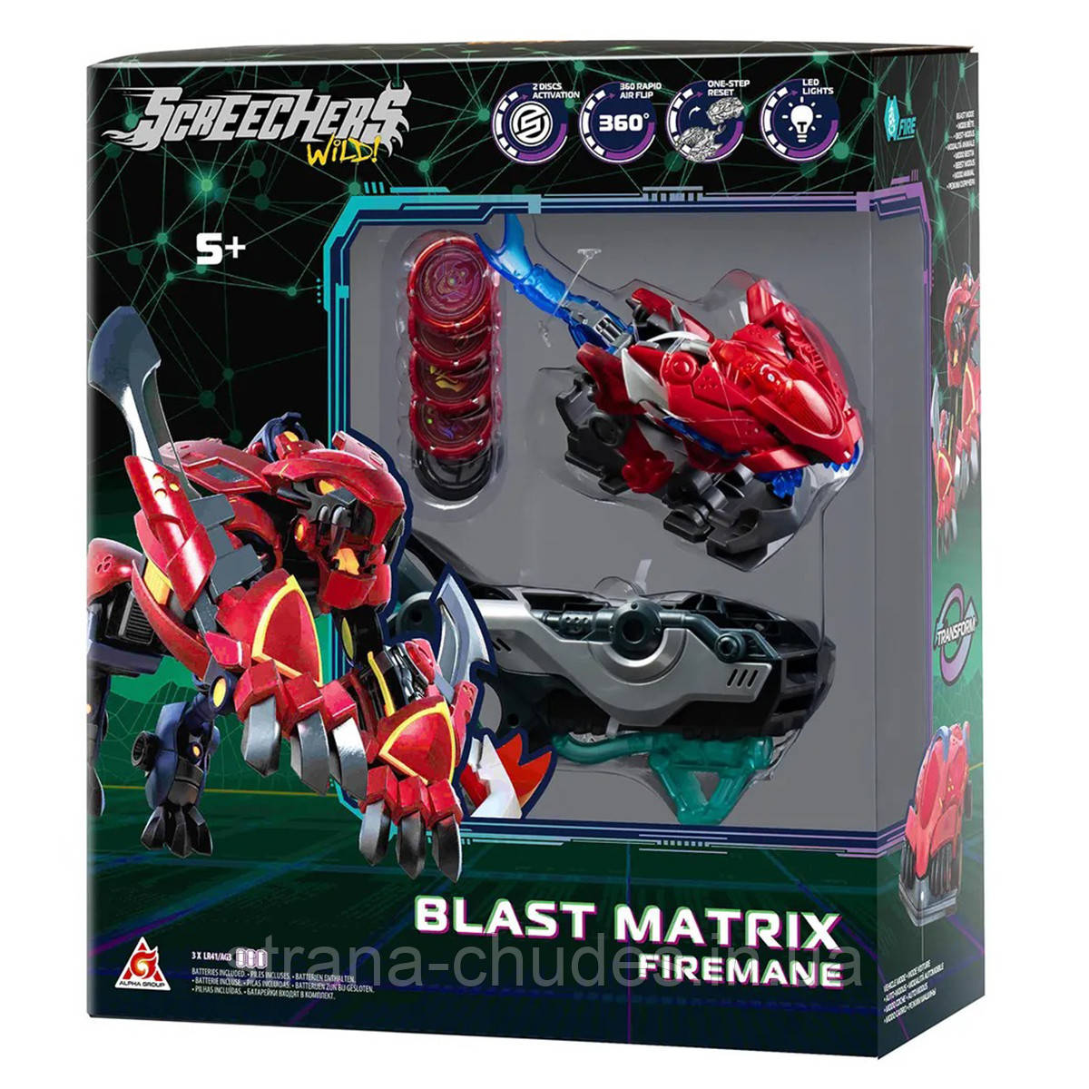 Ігровий набір SCREECHERS WILD! S5 L2 – ФАЙЕРМЕН (запускач-бластер, машинка-трансформер L2), фото 1