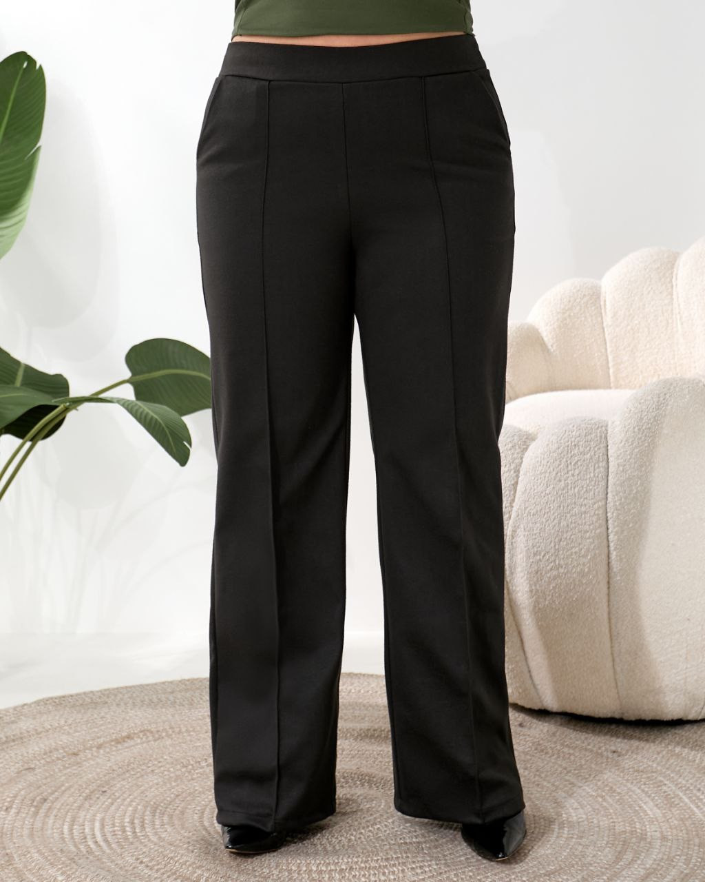 Теплі вовняні жіночі брюки прямого крою на резинці чорні 50-52, 54-56,58-60, фото 1