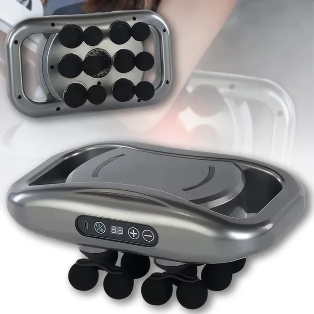 🖤Перкусійний масажер для тіла на 12 головок RT-608 Ручний вібромасажер для м'язів, фото 1