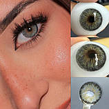 Сірі Лінзи Аврора Грей | Кольорові лінзи для краси ( Нульовки ) | Натуральні-Природні | Для світлих - чорних очей, фото 4