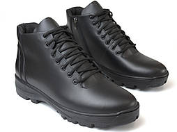 Зимові черевики з товстої шкіри на гумовій підошві чоловіче взуття великих розмірів 46 47 48 49 50 North Lion Black Butex BS