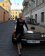 Невероятное женское платье по силуэту из трикотаж и сетки 42-44, 44-46