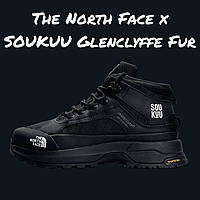 Чоловічі чорні зимові кросівки The North Face x SOUKUU Glenclyffe Fur Black﻿ утеплені, водонепроникні, з натуральним хутром