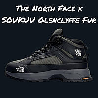 Чоловічі чорні з сіри зимові кросівки The North Face x SOUKUU Glenclyffe﻿ утеплені, водонепроникні, з натуральним хутром