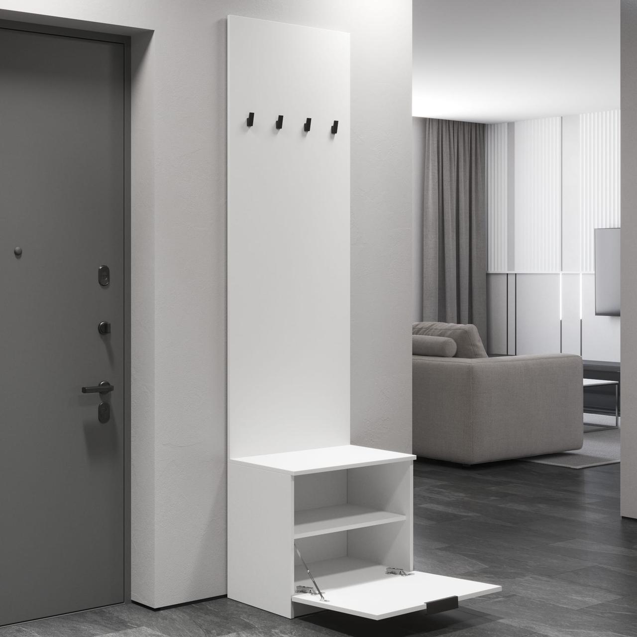 Вішалка з взуттєвою тумбою в передпокій топ 60 см Гардеробні з ламінованого ДСП Передпокої малогабаритні, фото 1