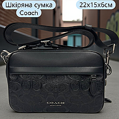 Сумка coach чоловіча через плече класична щоденна шкіряна чорна Crossbody сумки чоловічі на подарунок